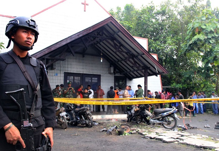 Terrorist attack at Indonesian church has killed toddler and wounded three others